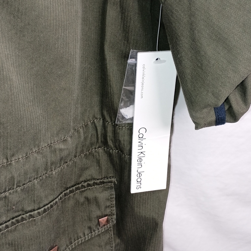 Calvin Klein Women’s Studded Full Zip 3/4 Roll Sleeve Military Jacket Indie - Picture 3 of 14